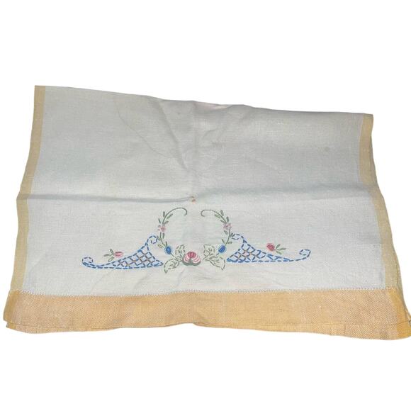 Vintage Linen Kitchen Tea Towel Hand Stitched Cottagecore Country Farmhouse - Picture 4 of 8